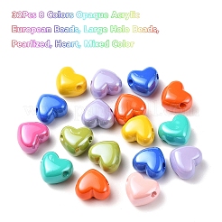 32Pcs 8 Colors Opaque Acrylic European Beads&nbsp;MACR-YW0001-42
