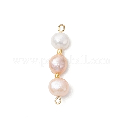 Three-Color Natural Pearl Potato Beaded Connector Charms&nbsp;PALLOY-JF04901