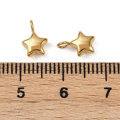 304ステンレススチールチャーム  ゴールドカラー  スター  9x6x3mm  穴：1.8mm&nbsp;STAS-R170-01G-01