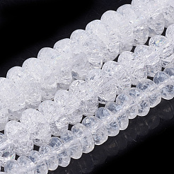 合成クラッククオーツビーズ連売り  ロンデル  ホワイト  6~6.5x3.5~4mm  穴：1.5mm  約122個/連  15.5インチ&nbsp;X-G-S285-09