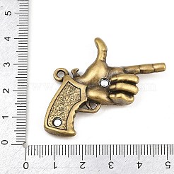 合金のチベット風チャーム  ハンドガンと手のチャーム  アンティークブロンズ  45.5x37.5x10mm  穴：2.5mm&nbsp;AL-CBA2376-20AB