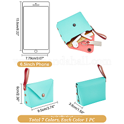7個 7色 PUレザー リストレットウォレット  小銭入れ  スナップボタン付き  長方形  ミックスカラー  6x9.5x3.9cm  1pc /カラー&nbsp;AJEW-WR0001-25