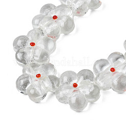手作り銀箔ランプワークビーズ連売り  花  透明  22~23x23x9~10mm  穴：1.2mm  約20個/連  16.54インチ〜16.93インチ（42cm〜43cm）&nbsp;FOIL-T004-03F