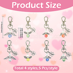 20Pcs 4 Style Alloy & Glass Pendant Decorations&nbsp;HJEW-YW00370