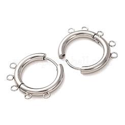 304ステンレススチールフープピアス金具  ラウンド  5ループ付き  長持ちメッキ  ステンレス鋼色  21x23x3mm  穴：1.8mm&nbsp;STAS-D183-02G-P