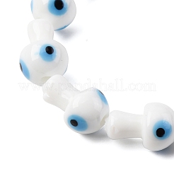 手作りナザールボンジュウランプワークビーズ連売り  キノコ  ホワイト  17~18.5x11~12mm  穴：1.6mm  約20個/連  13.19''~13.58''（33.5~34.5センチメートル）&nbsp;LAMP-S069-01A