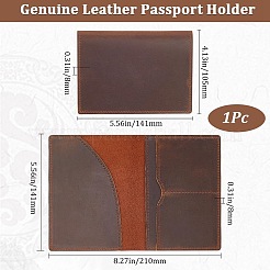 長方形の革製旅行パスポートウォレットカバー  ココナッツブラウン  141x105x8mm&nbsp;AJEW-WH20007-02B