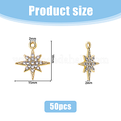 合金クリスタルラインストーンペンダント50個。  スターのチャーム  ゴールドカラー  18x15x2mm  穴：2mm&nbsp;FIND-DC0007-51