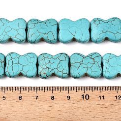 合成ターコイズビーズ連売り  染め  骨の形状  ミディアムターコイズ  20x16.5x6.5mm  穴：1.2mm  約20個/連  15.83''（40.2センチメートル）&nbsp;UNKW-T001-02B