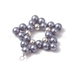 模造真珠アクリルペンダント5個  スター  プラチナ銅線付き  ミックスカラー  46x37x6mm  穴：3mm&nbsp;PALLOY-JF03425
