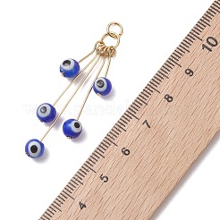 手作りランプワークペンダント  304ステンレス鋼の留め具が付いた丸いナザールボンジュウチャーム  ゴールドカラー  16~40x6mm  丸カン：5x1ミリ  内径：3mm&nbsp;PALLOY-JF05232