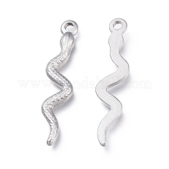 変色しにくい304ステンレススチールペンダント  ヘビ  ステンレス鋼色  28x6x1.8mm  穴：1.6mm&nbsp;STAS-K207-29P
