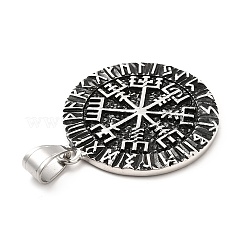 304ステンレスペンダント  バイキングチャームチャーム  アンティークシルバー  44.5x39x3.5mm  穴：9x6mm&nbsp;X-STAS-K243-02AS