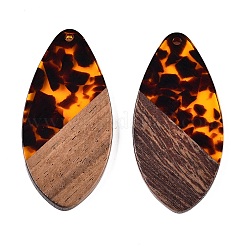Transparent Resin and Walnut Wood Pendants&nbsp;RESI-T057-05D