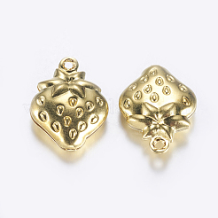真鍮製チャーム  苺  ゴールドカラー  15x11x4mm  穴：1mm&nbsp;KK-E746-15G