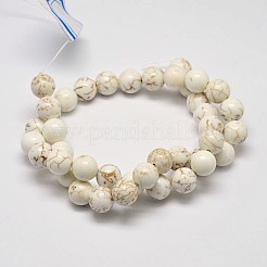 丸い天然マグネサイトビーズ連売り  乳白色  8mm  穴：1mm  約44~47個/連  14.8~15.3インチ&nbsp;X-G-M138-42-A