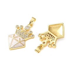 Brass Micro Pave Clear Cubic Zirconia Pendants&nbsp;CU-CBA2554-07G