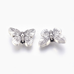 チベット風合金ビーズ  蝶  カドミウムフリー＆ニッケルフリー＆鉛フリー  アンティークシルバー  14x18x5mm  穴：1.5mm&nbsp;TIBEP-GC176-AS-NR