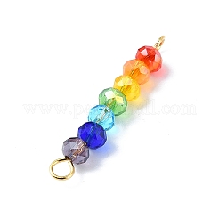 10Pcs 7 Colors Faceted Rondelle Glass Connector Charms&nbsp;PALLOY-JF02529-02S