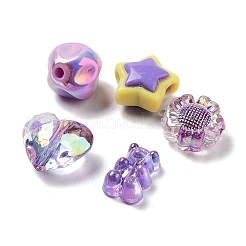 アクリルビーズ  混合図形  ライラック  7~36.5x7~36.5x5.5~36.5mm  穴：1.8~4.5mm  約299個/500g&nbsp;MACR-M040-01C