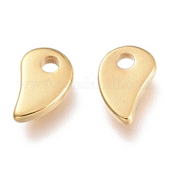 ステンレススチールチャーム201個  勾玉  ゴールドカラー  5.5x3.5x1mm  穴：1mm&nbsp;STAS-K212-08G