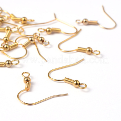 黄金色の真鍮のピアスフック  水平ループ付き  ニッケルフリー  17~19x16~18mm  穴：2mm  ピン：0.8mm&nbsp;X-EC135Y-NFG