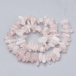 天然石ローズクォーツビーズ連売り  チップ  10~30x4~10x1~7mm  穴：1mm  約80~85個/連  15.55インチ&nbsp;X-G-S338-17