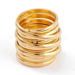 Ion Plating(IP) Unisex 304 Stainless Steel Finger Rings&nbsp;RJEW-K233-16-G