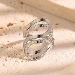 304ステンレススチールオープンカフリング  ナゲット  ステンレス鋼色  内径：17.4mm&nbsp;WGEC3B2-01