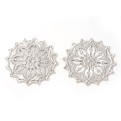 真鍮製フィリグリージョイントパーツ透かしコネクター  ラックめっき  花  プラチナ  34~34.5x1mm  穴：0.7mm&nbsp;KK-F772-09P