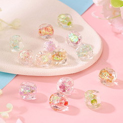 14個 7色 手作りホイルランプワークビーズ  直方体の  多面カット  ミックスカラー  12~13x10.2~11x10.2~11mm  穴：1.2~1.5mm  2個/カラー&nbsp;FOIL-TA0001-06