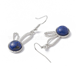 Natural Dyed Lapis Lazuli Rabbit Dangle Earrings&nbsp;EJEW-A092-05P-21