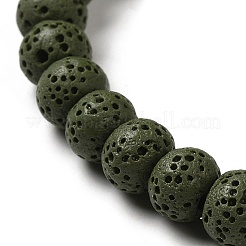 天然溶岩石染めビーズ連売り  ロンデル  ダークオリーブグリーン  8x5~6mm  穴：1.6mm  約65~66個/連  15.75''（40~40.5センチメートル）&nbsp;G-Z036-B01-13