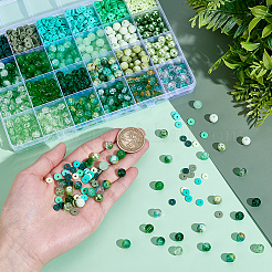 DIYジュエリーキット  手作りのポリマークレイビーズを含む  ガラスパールビーズ  ガラス玉  グリーン  6x1mm  穴：2mm&nbsp;DIY-PH0036-51