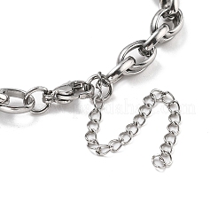 304ステンレススチール製オーバルリンクチェーンブレスレット（男性用・女性用）  ステンレス鋼色  7-1/4インチ（18.5cm）&nbsp;BJEW-D042-35P