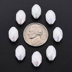 不透明なアクリルビーズ  染め  ABカラー  多面カット  オーバル  ホワイト  12x8mm  穴：2.5mm  約1120個/500g&nbsp;TACR-S153-32I-09