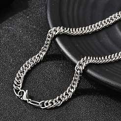 5.5mm 304ステンレススチール製キューバンリンクチェーンネックレス（メンズ）  変色しない  ステンレス鋼色  20.08インチ（51cm）  リンク：8x5.5x2.5mm&nbsp;NJEW-B134-08A-P