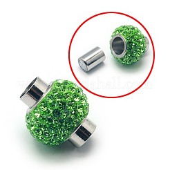 304ステンレススチール製マグネット留め具  ポリマークレイラインストーンビーズで  グレードA  ロンデル  ミックスカラー  18x16mm  内径：6mm&nbsp;STAS-E042-6mm-M