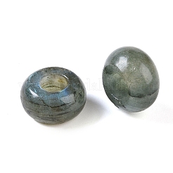 天然ラブラドライトヨーロッパビーズ  大穴ビーズ  ロンデル  14x7~8mm  穴：6mm&nbsp;X-G-G740-14x8mm-37