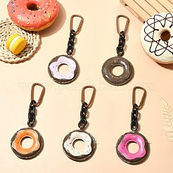 5個 5色 PUレザードーナツペンダントデコレーション  合金の留め金付き  バッグの飾りに  ミックスカラー  152mm  1pc /カラー&nbsp;AJEW-CJ0001-60