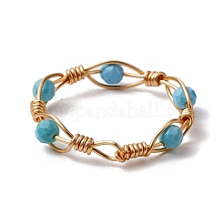 Round Natural Ruby & Magnesite & Tourmaline & Amethyst & Lapis Lazuli Finger Ring&nbsp;RJEW-JR00740