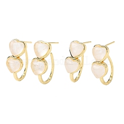 Valentine's Day Heart Natural Quartz Crystal Stud Earrings&nbsp;EJEW-T053-01G-08