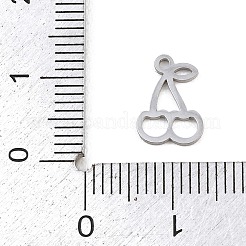 中空304ステンレススチールチャーム  チェリー  ステンレス鋼色  11x7.5x1mm  穴：1.2mm&nbsp;STAS-Z183-06P