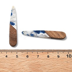 樹脂とクルミのペンダント  ティアドロップ  ホワイト  43.5x7.5x3.5mm  穴：1.5mm&nbsp;FIND-R051-08F