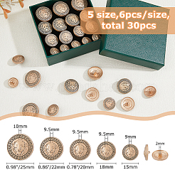 30Pcs 5 Styles Zinc Alloy Buttons&nbsp;BUTT-FH0001-016AG