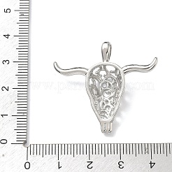 真鍮チャーム  ブルヘッドチャーム  プラチナ  31x35x7.5mm  穴：4.5x2.5mm&nbsp;KK-C165-02P