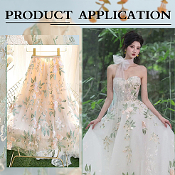 Flower Pattern Polyester Lace Fabic&nbsp;DIY-WH0888-204B