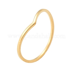 304ステンレススチールV字型プレーンバンドリング  18KGP本金メッキ  1mm  内径：17.8mm&nbsp;RJEW-I110-02G