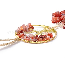 Wire Wrapped Chips Natural Mixed Stone Big Pendant Decorations&nbsp;HJEW-H057-03