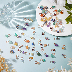 84Pcs 7 Colors Natural Gemstone Pendants&nbsp;PALLOY-FH00155